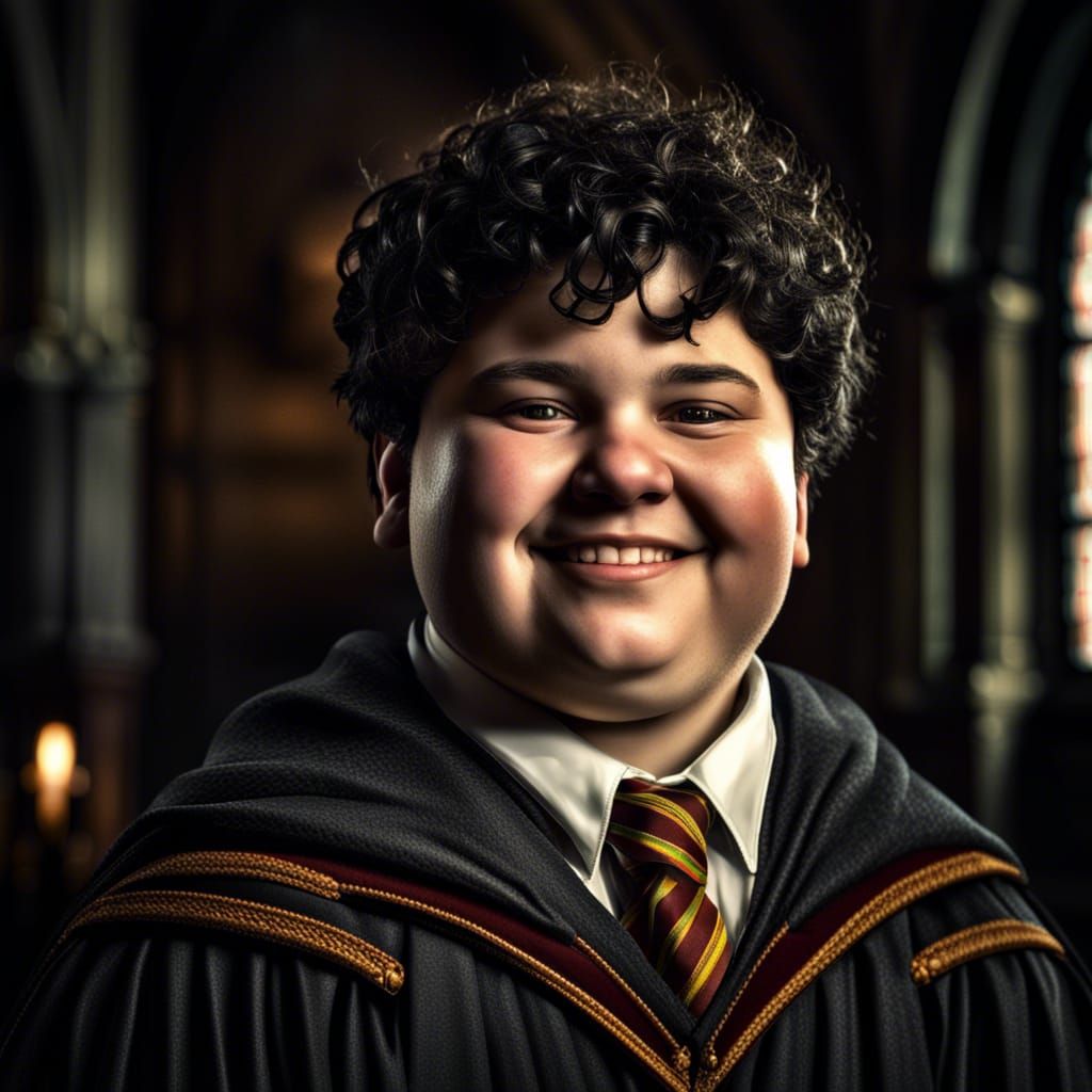 Smiling Hogwarts Boy with Short Curly Hair