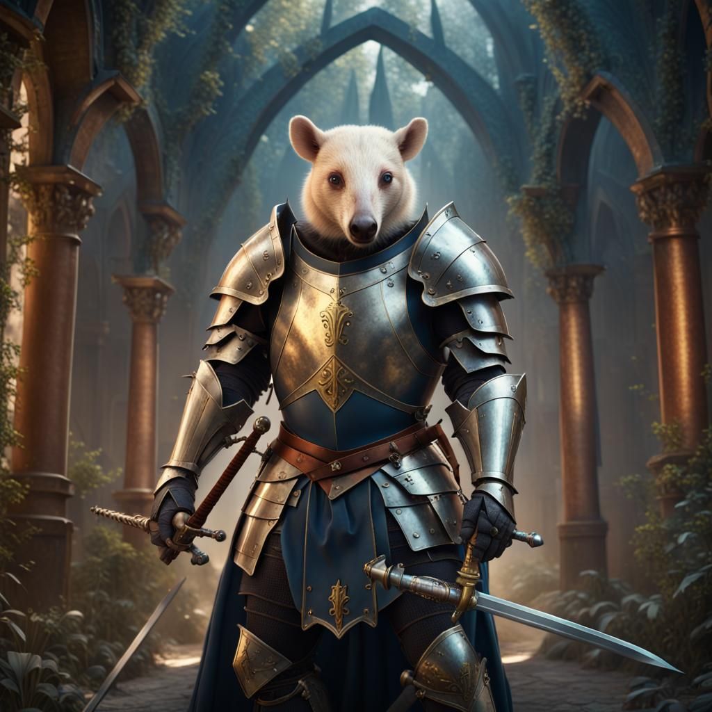 Medieval Tamandua Knight in Shining Armor