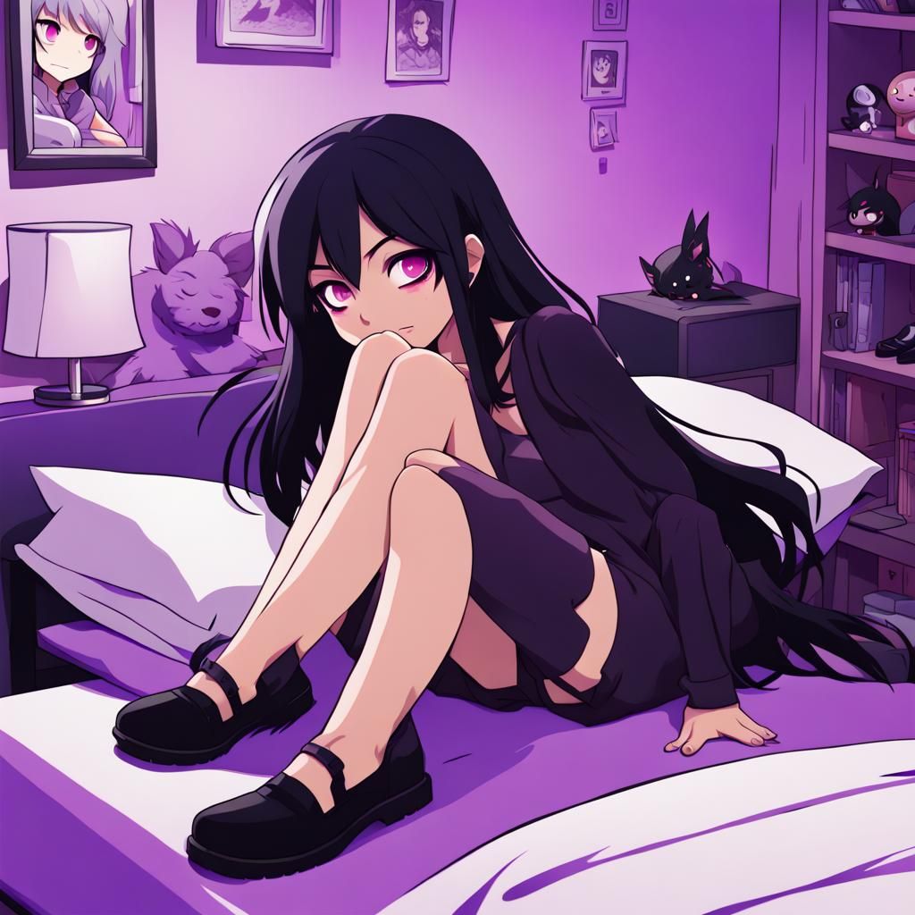 Kawaii Aphmau Surrounded by Monsters, Anime Style