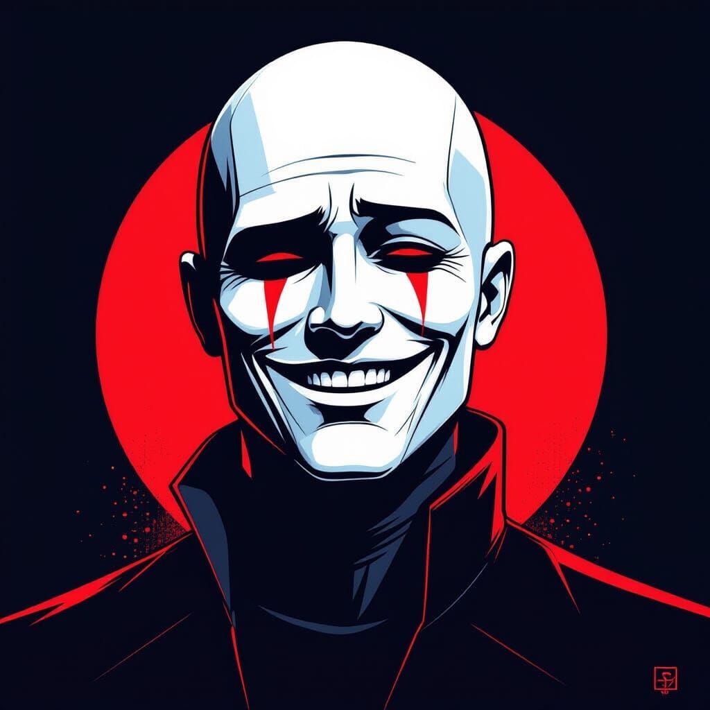 Masked Investigator in Neon Cyberpunk Style