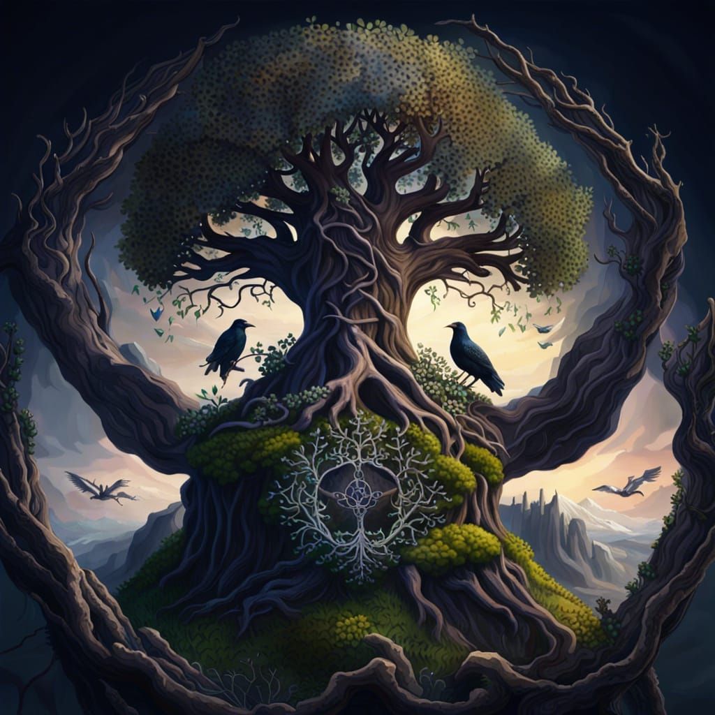 Yggdrasil, Norse Tree of Life in Spring