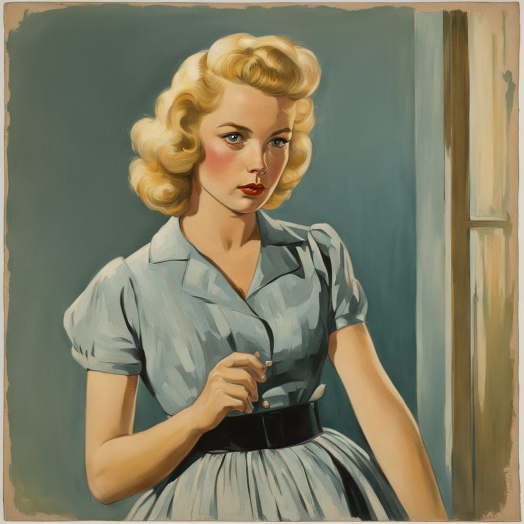 Ethereal Pin-Up Woman with Golden Rim Lighting