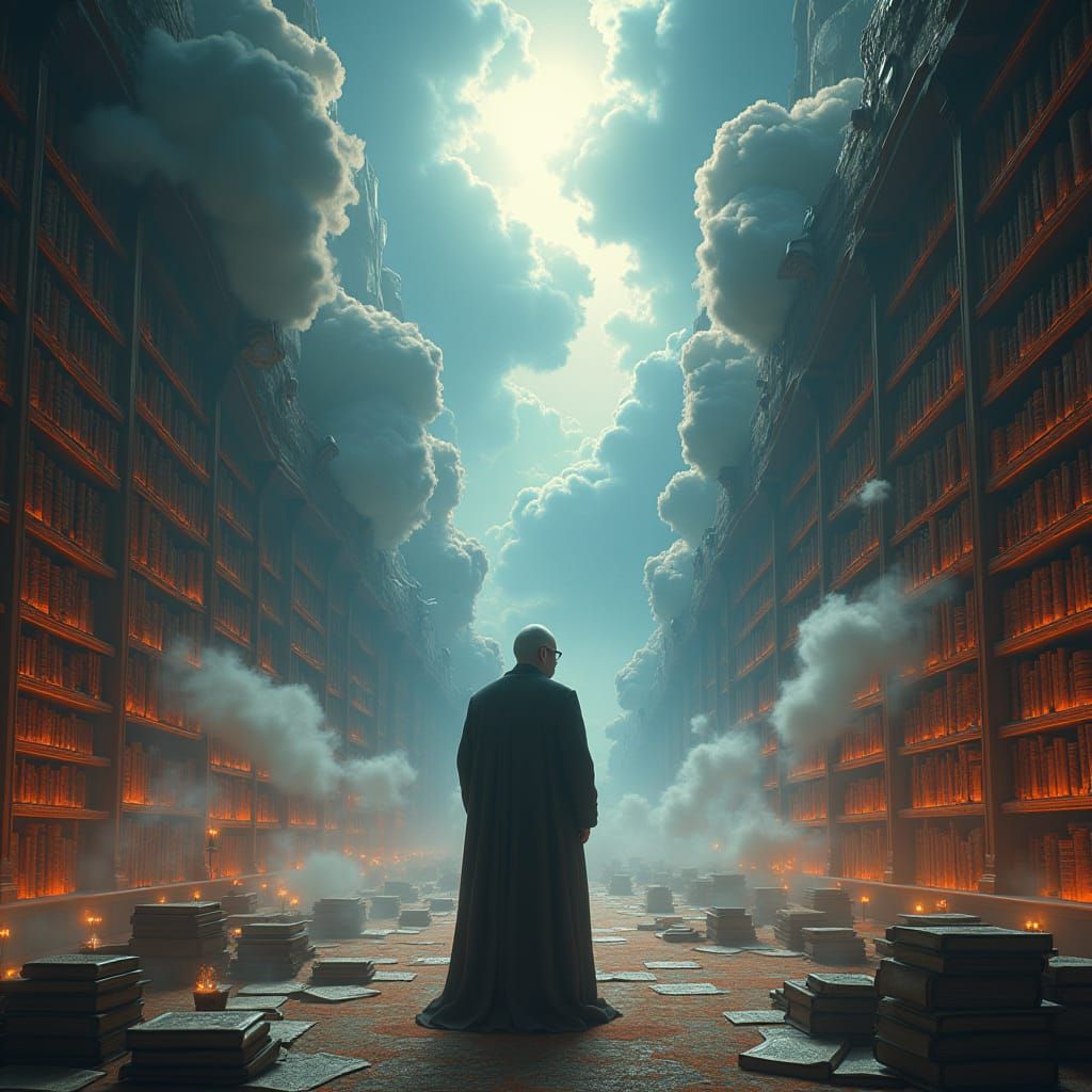 Philosopher in a Mystical Library: Fantasy Concept Art