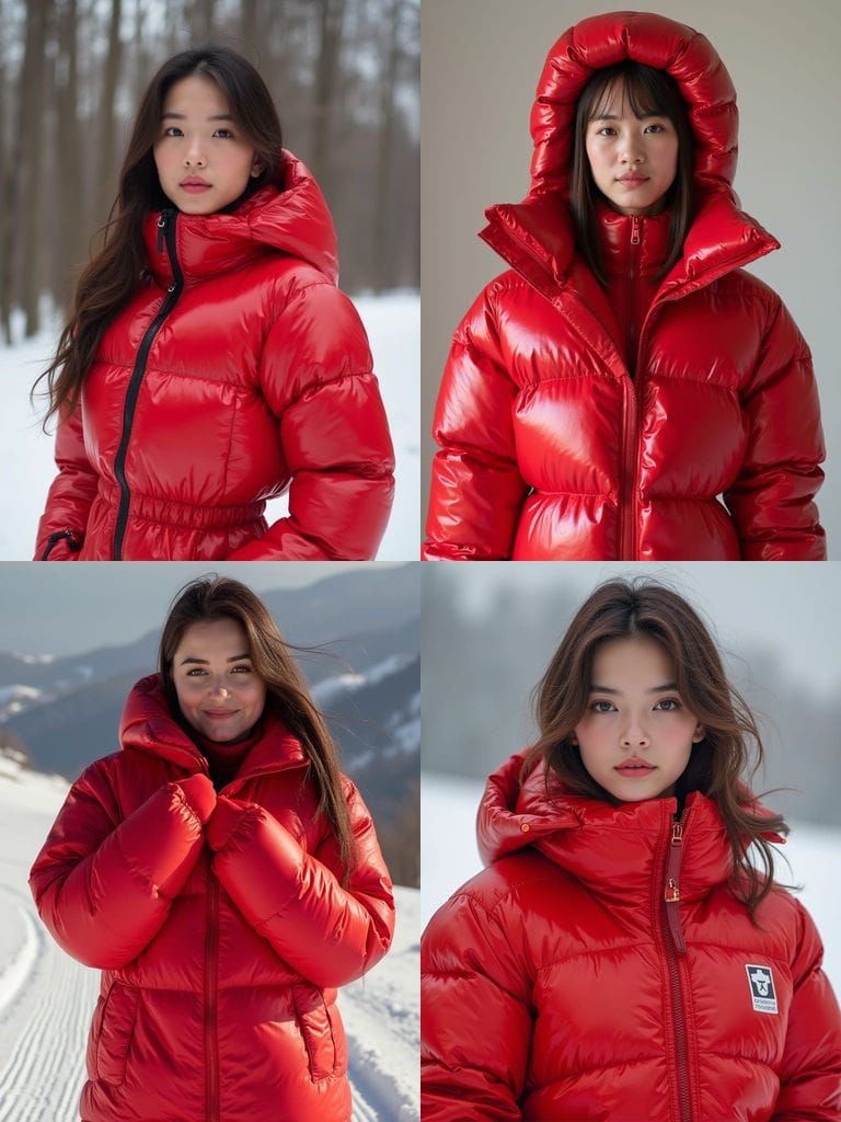 Charming Skier in Vibrant Red Ski Suit