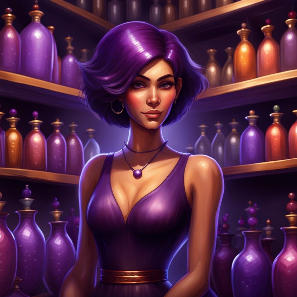 Incan Woman in Purple Dress, Detailed Portrait