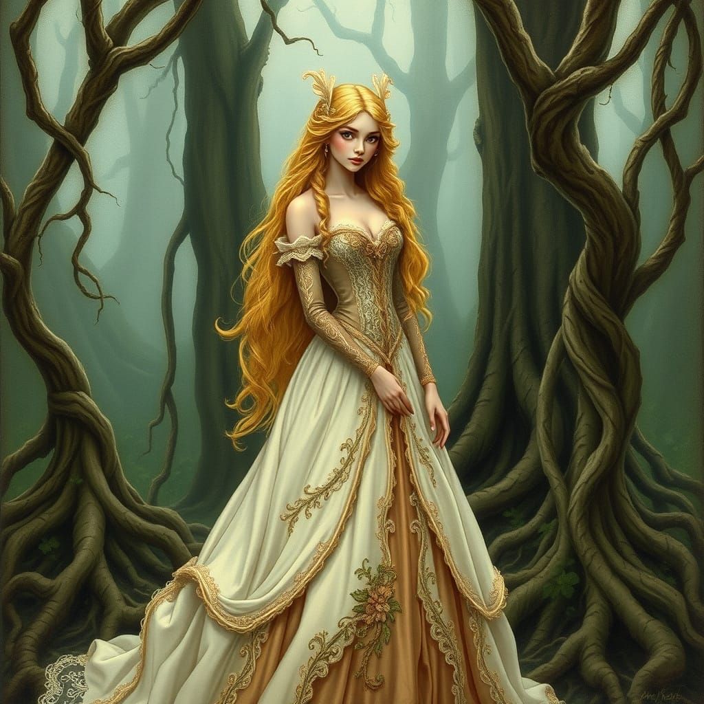Ethereal Victorian Princess in Enchanted Forest