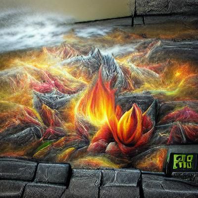 Detailed Chalk Art: Wall of Fire in 8K