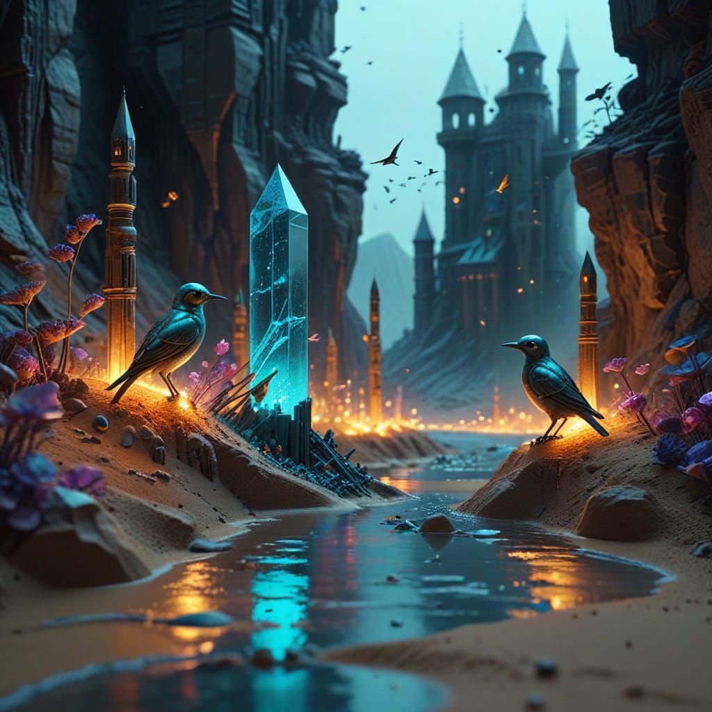 Surreal Graphite River and Wooden Robots from Broken Pencil