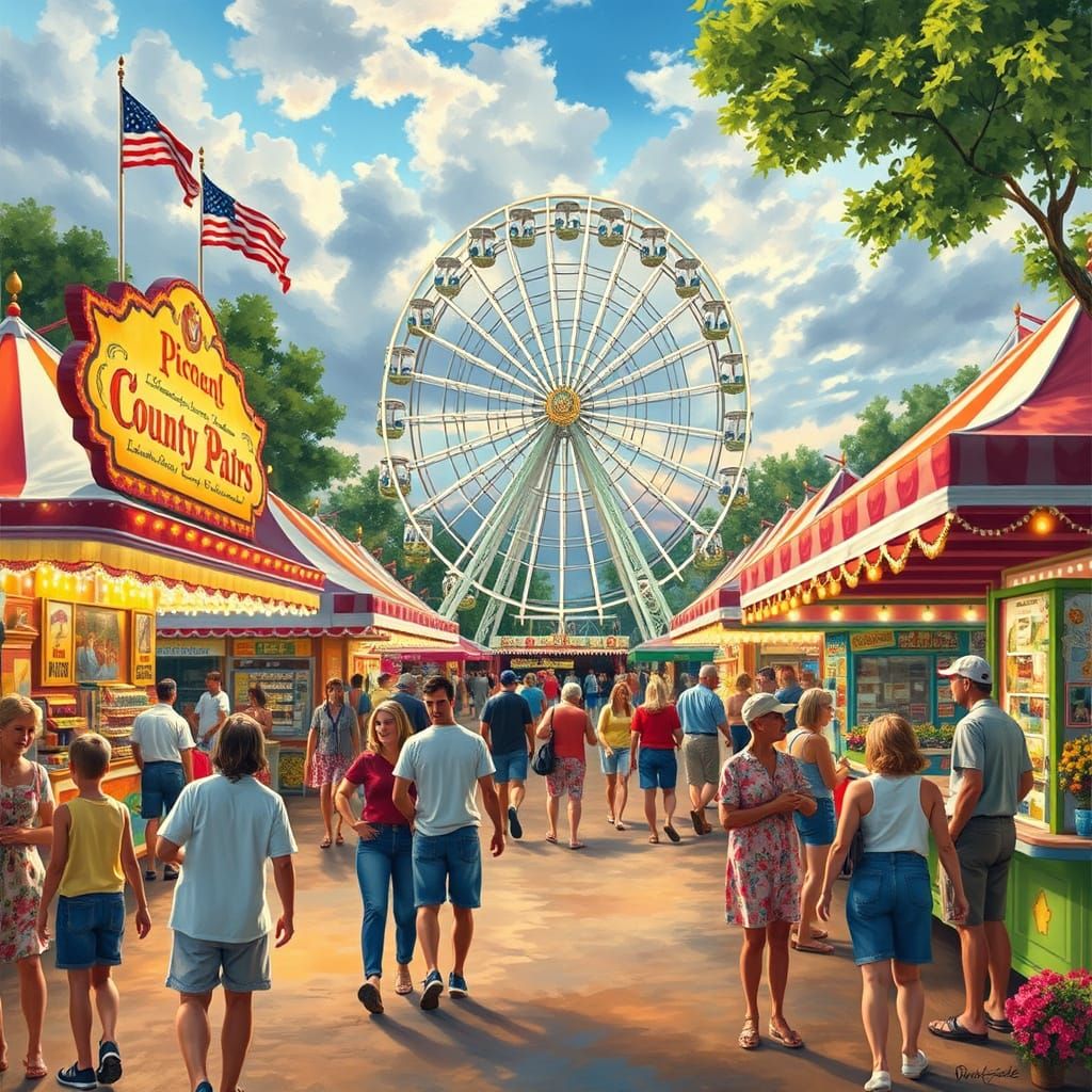 County Fair Scene in Rockwell Style