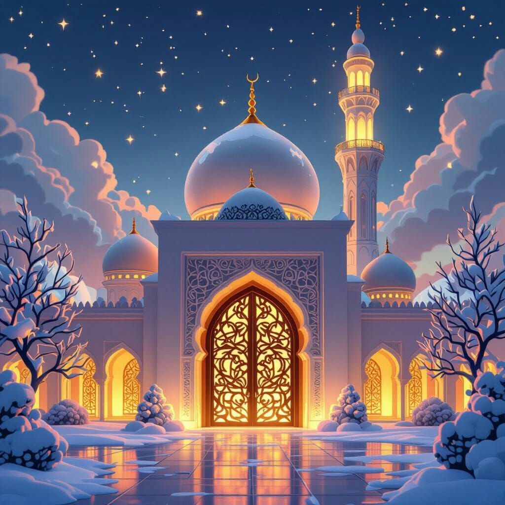 3D Islamic Mosque with Ice and Fire Elements