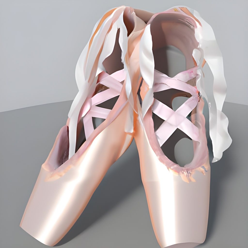 Pink Ballet Pointe Shoes with White Ribbons
