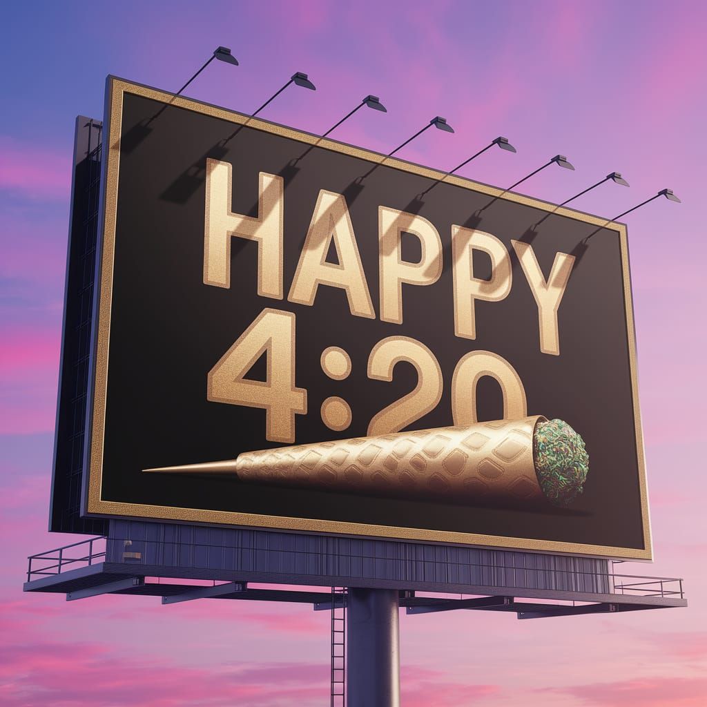Glowing Billboard in Vibrant Colors Celebrates 4:20