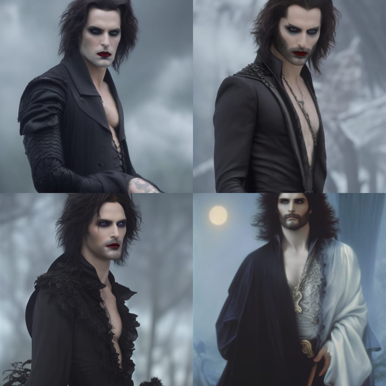 Gothic Vampire Portrait in Dark Fantasy Style