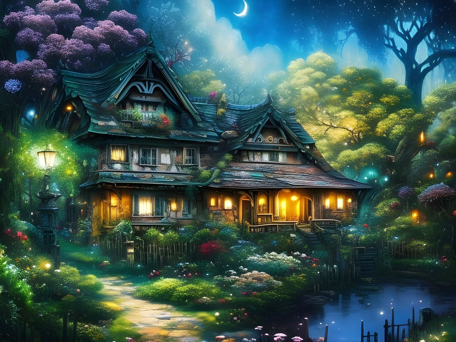 Ghibli-Inspired Apartment Building with Lush Gardens