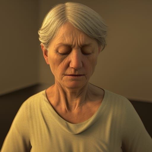 Exhausted Woman Portrait in Rembrandt Style