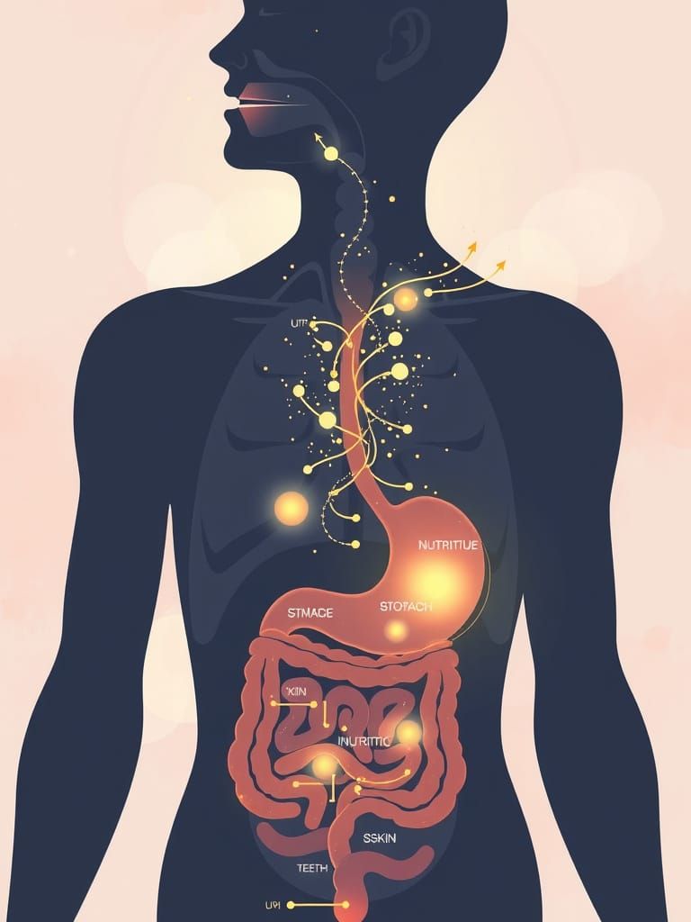 Glowing Human Anatomy Illustration with Pastel Background