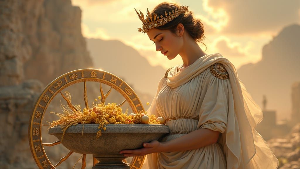 Goddess of Prosperity in Ancient Greek Elegance