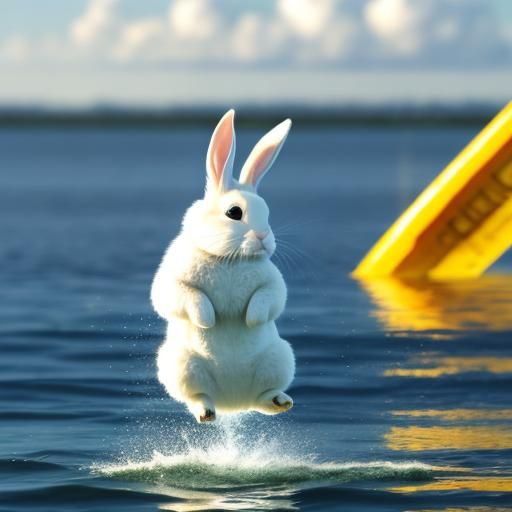 Bunny Leaps on Water in Divine Sunshine