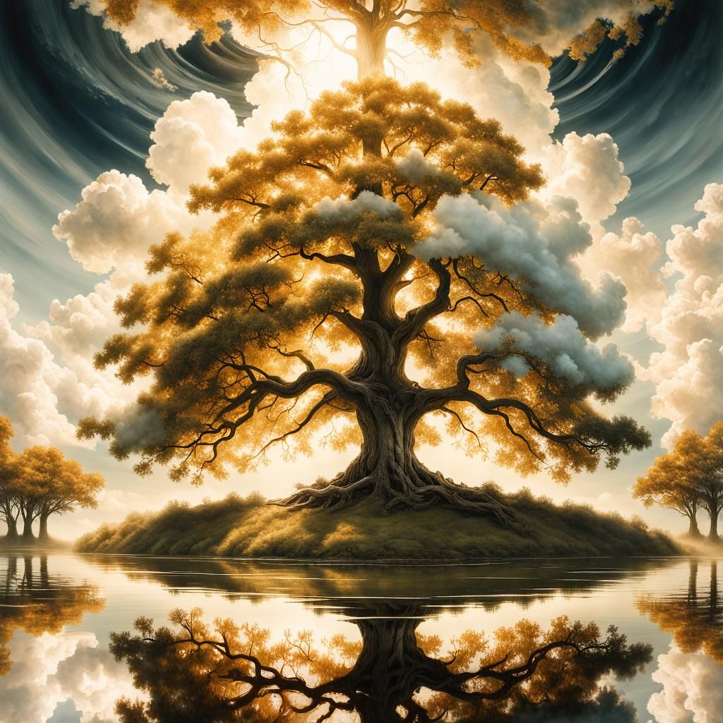 Cloud Tree of Life Mirrored in Water