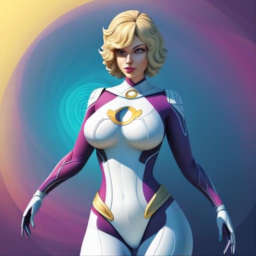Abstract Power Girl in Vector Fractal Style