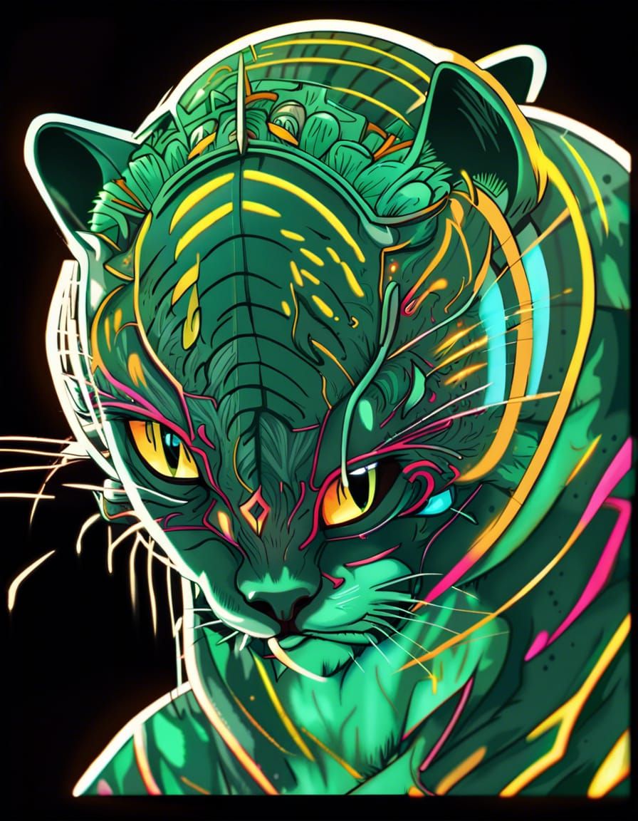 Armored Battle Cat in Jungle Graffiti Art