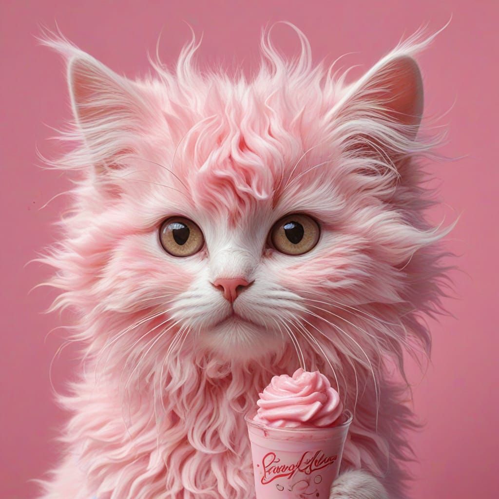 Cute Cat in Strawberry Coloured Woolly Fur