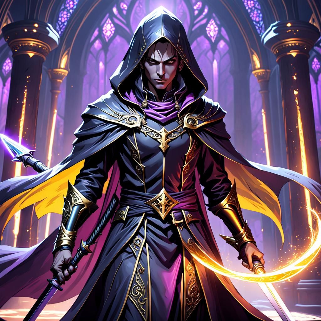 Dark Elf Warrior in Black Cloak