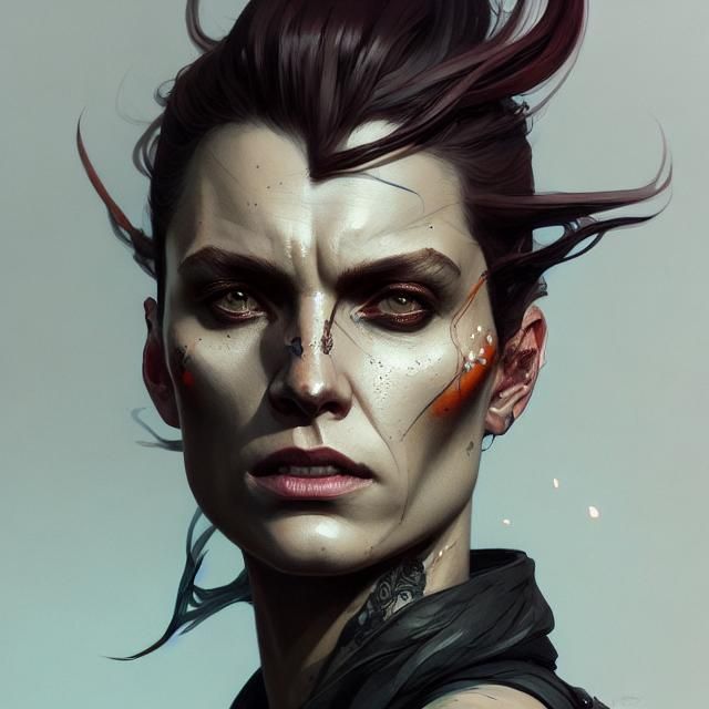 Detailed Portrait of Girl with Dragon Tattoo