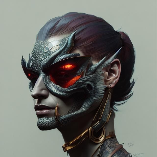 Girl with Dragon Tattoo: Hyperdetailed Portrait