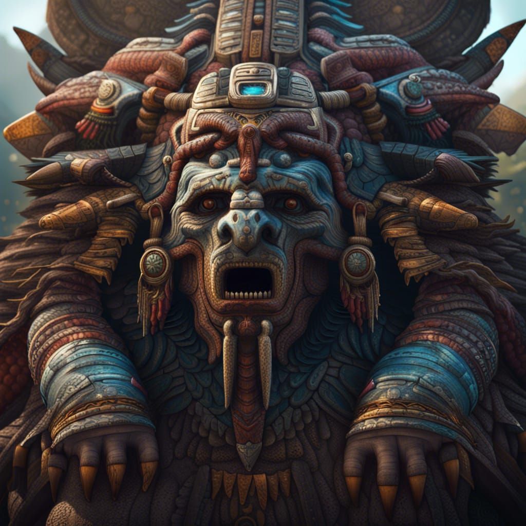 Fantastical Aztec Creature in Detailed Matte Painting
