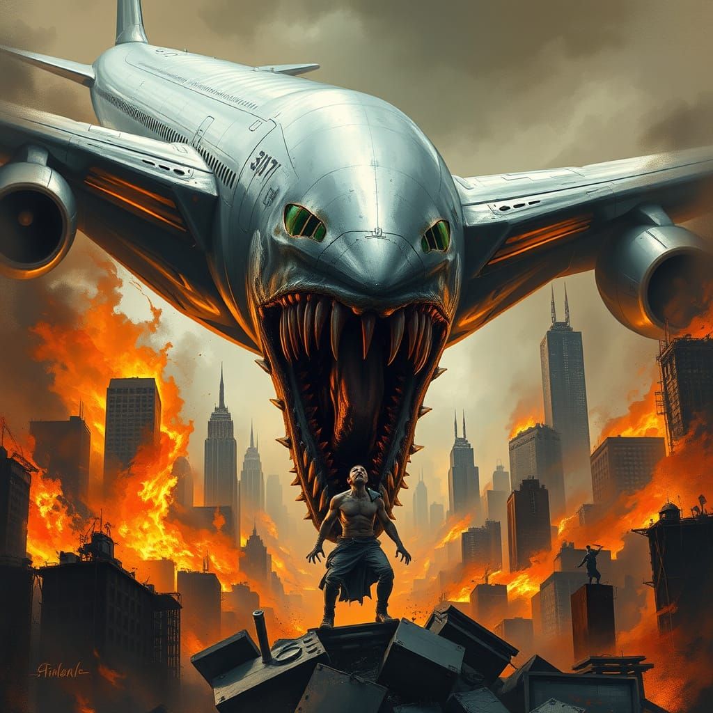 Mutated Boeing 787 Terrorizes Burning City