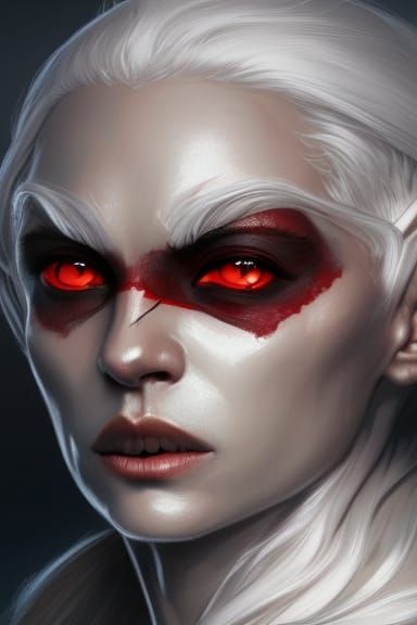 Sinister Drow Portrait in Hyperdetailed Digital Art