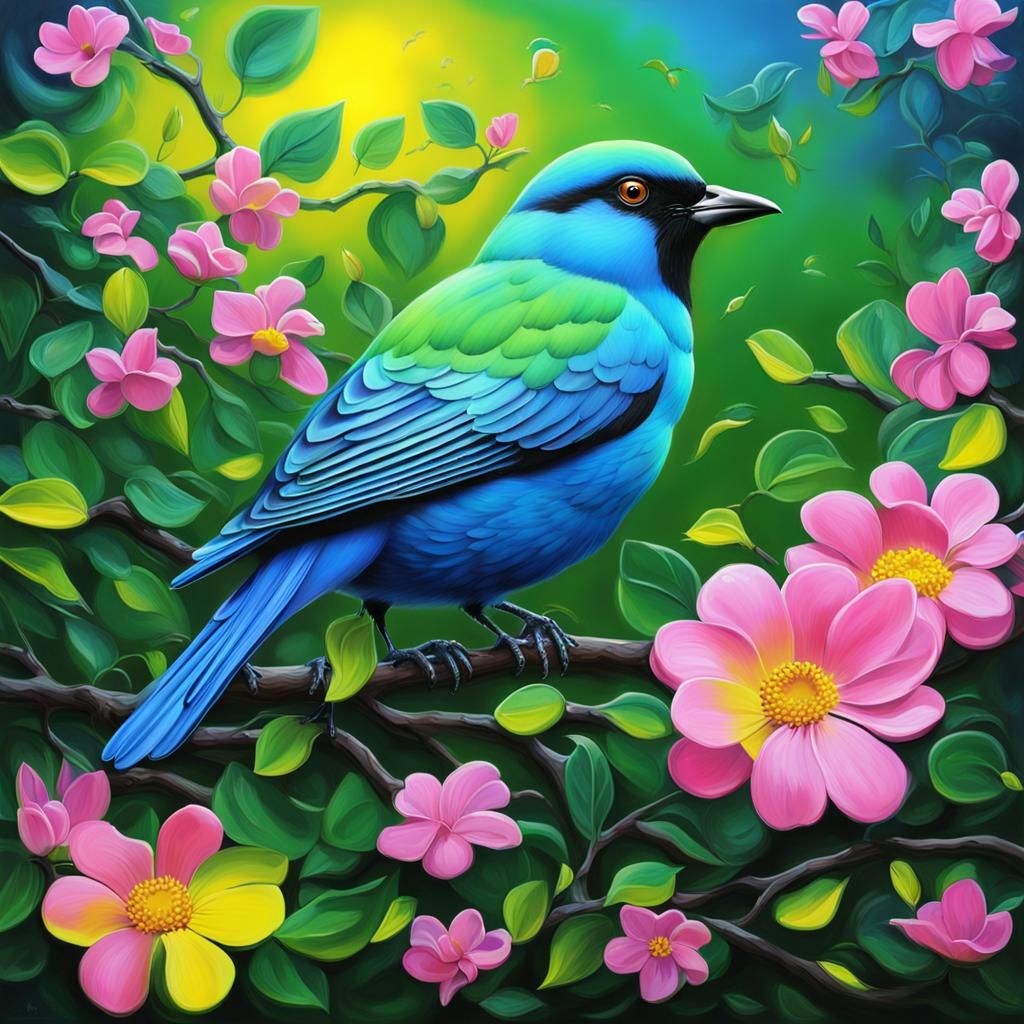 Zen Art: Female Character in Spring Airbrush