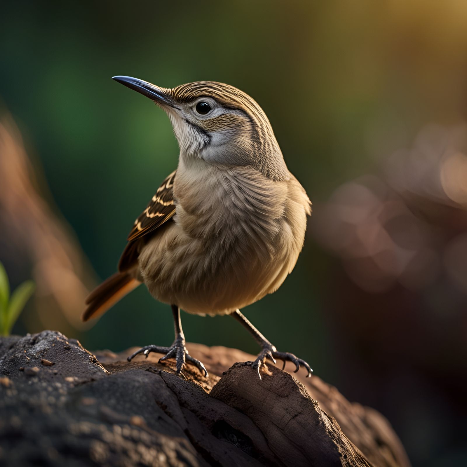 Rock Wren Portrait in Natural Light, Photorealistic