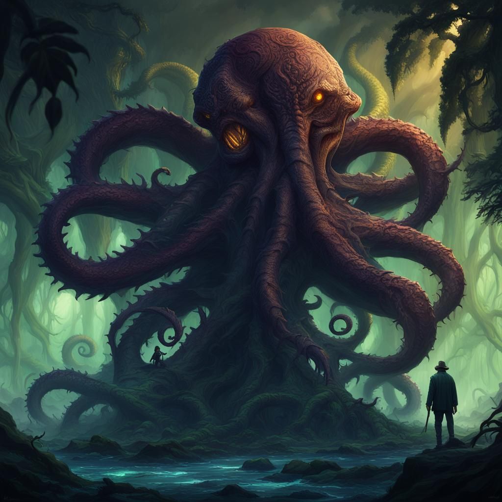 Eldritch Jungle Creature Emerges: Fantasy Concept Art