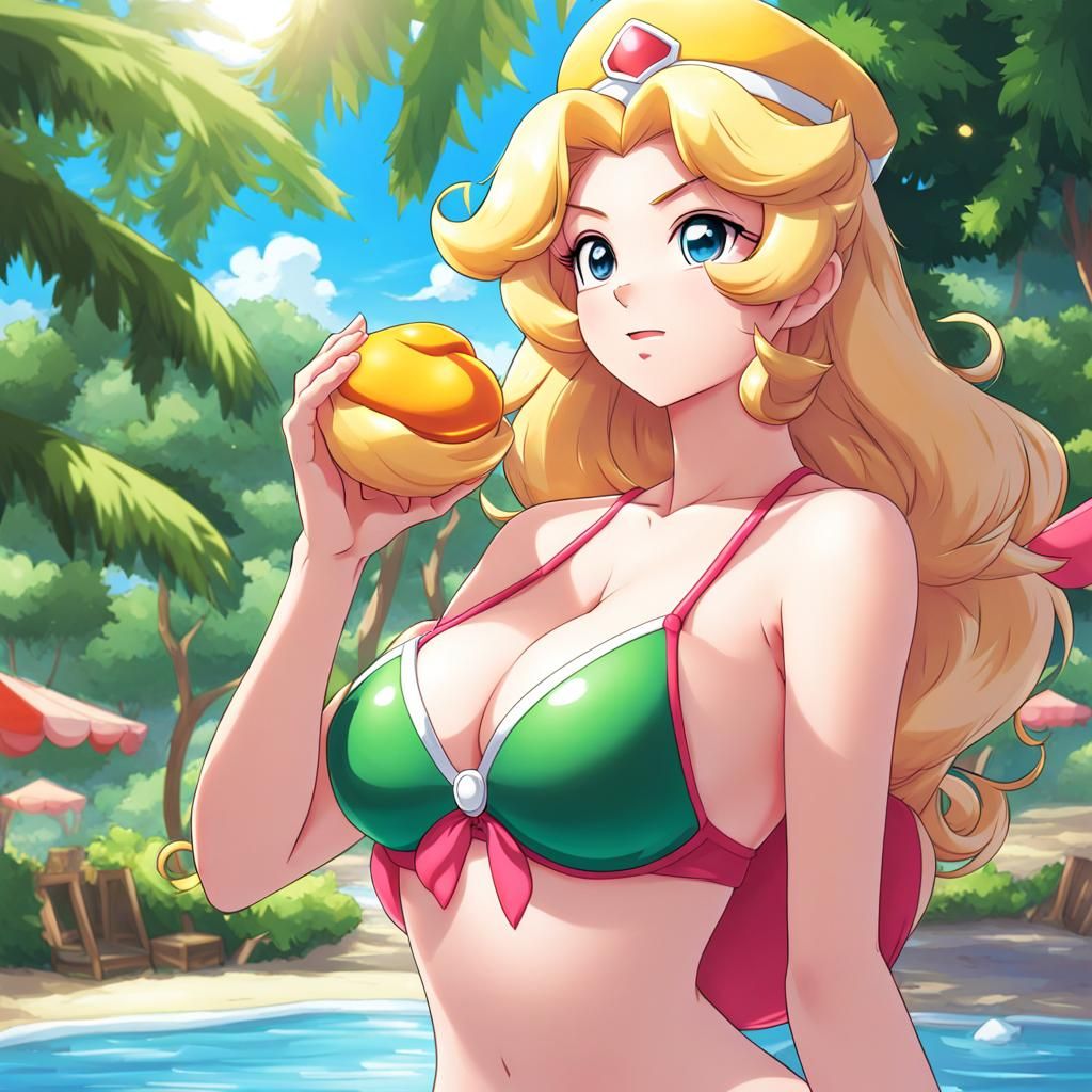 Princess Peach in a bikini, anime style
