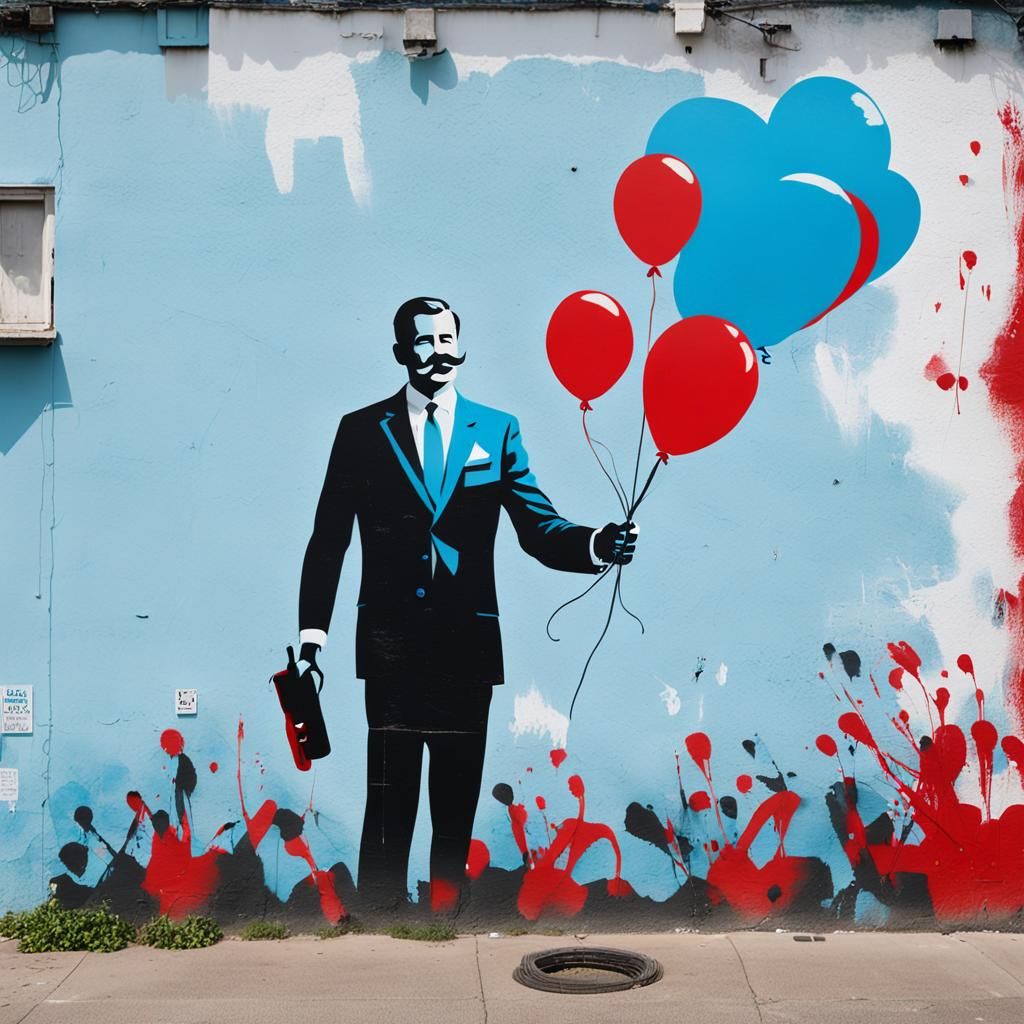 Prostate Awareness Mural in Banksy Street Art Style
