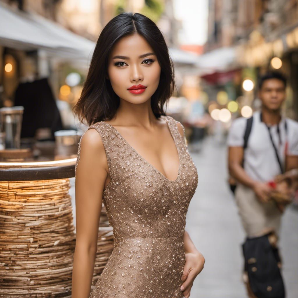 Beautiful Indonesian Woman in Shopping Mall, Hyperrealistic ...