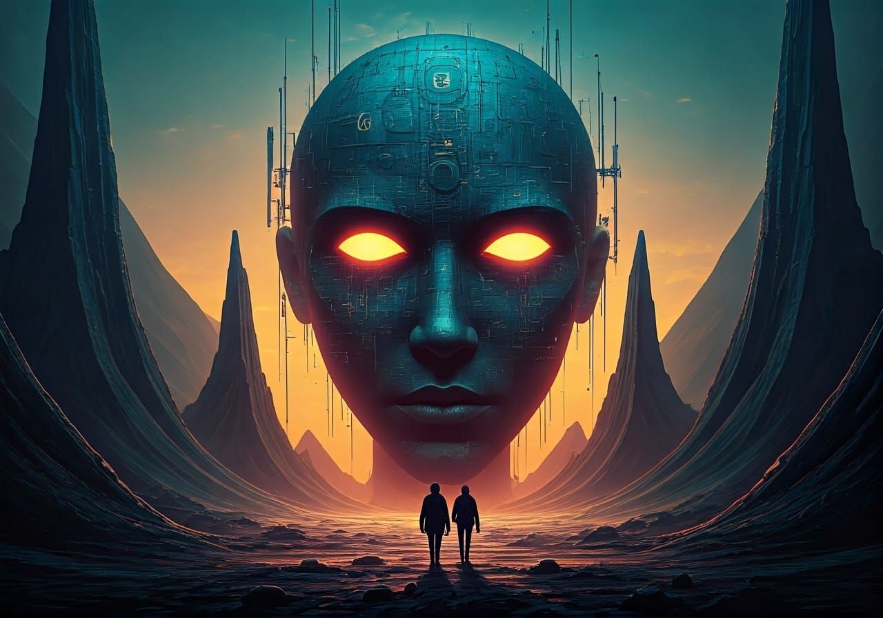 Cyberpunk Oracle in a Dystopian Dreamscape