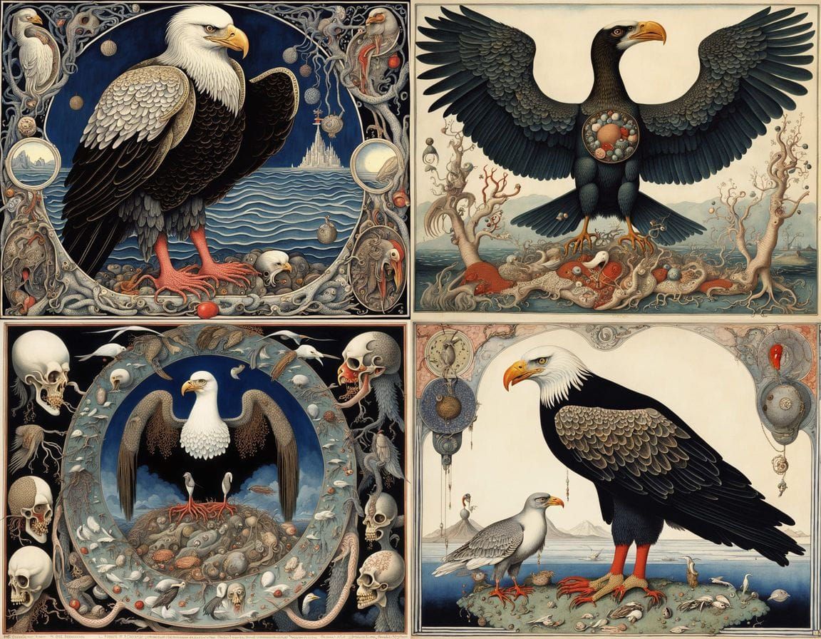 Ethereal Surreal Eagle Anatomy Revelation with Deep Color an...