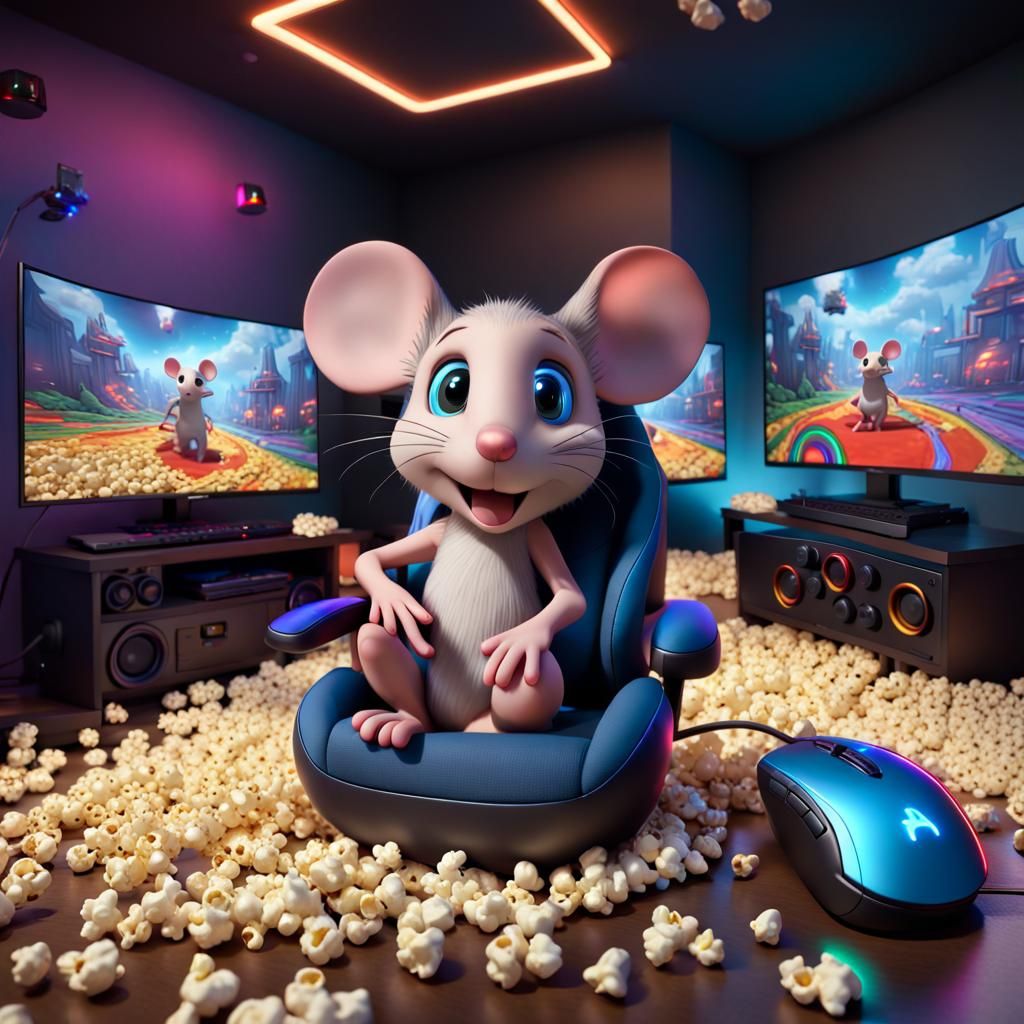 Gaming Mouse Family in High-Tech 3D Room