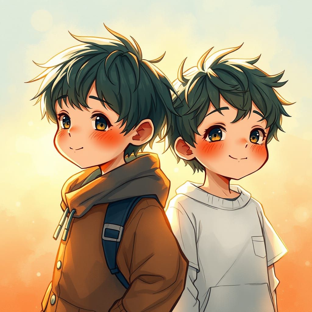Whimsical Boys in Warm Golden Light