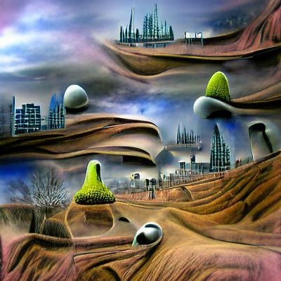 Surreal Alien City Landscape