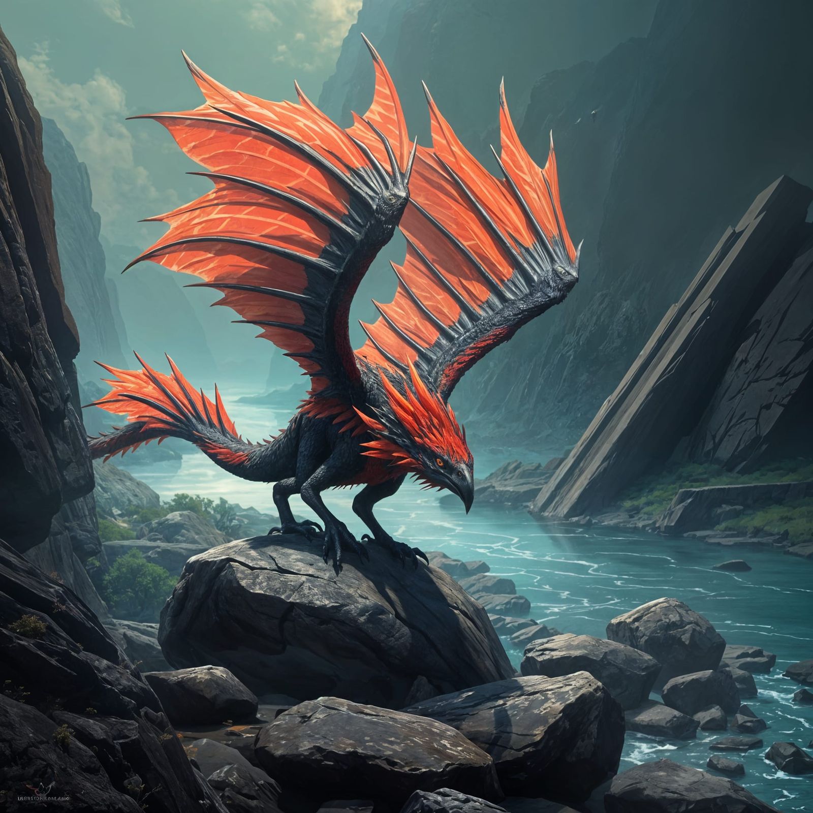 Ancient River Realm in Vibrant, Matte Painting Style