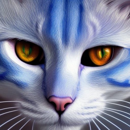 Hyperdetailed Portrait of a Blue Eyed Cat