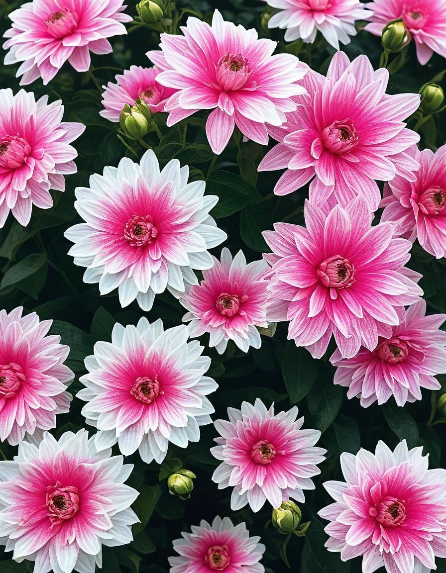 Bright Pink and White Vacation Flowers in Bloom