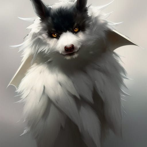 Cute Fluffy Bat Portrait in Hyperdetailed Style