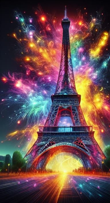 Eiffel Tower Explodes in Charcoal and Pigment Dust
