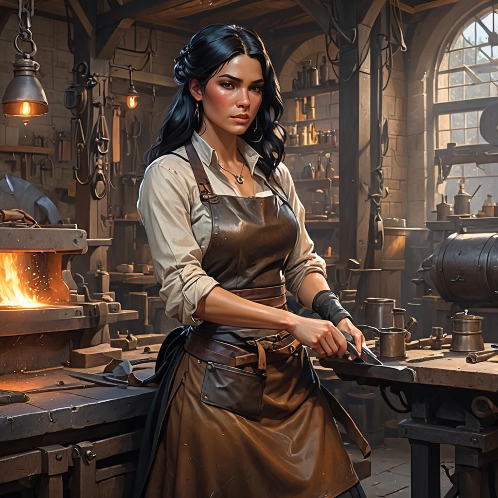 Blacksmith Working at Forge: Detailed Portrait