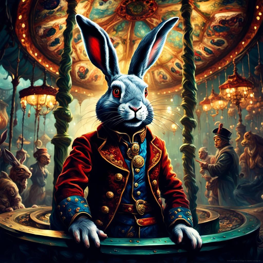 Surreal Rabbit Portrait in Detailed Matte Painting Style